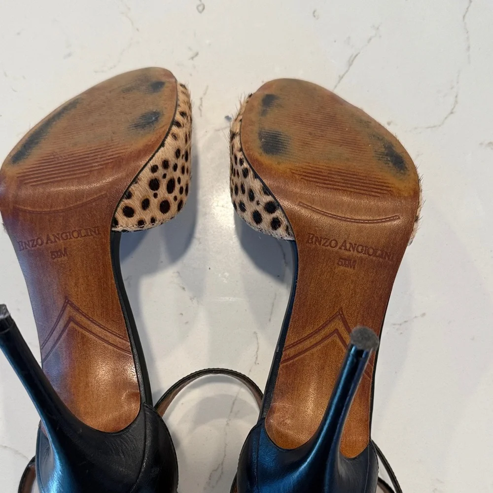 Enzo Angiolini Black and Tan Heels